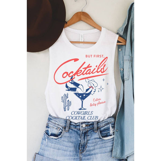 HRTandLUV - BUT FIRST COCKTAILS MINERAL GRAPHIC TANK TOP