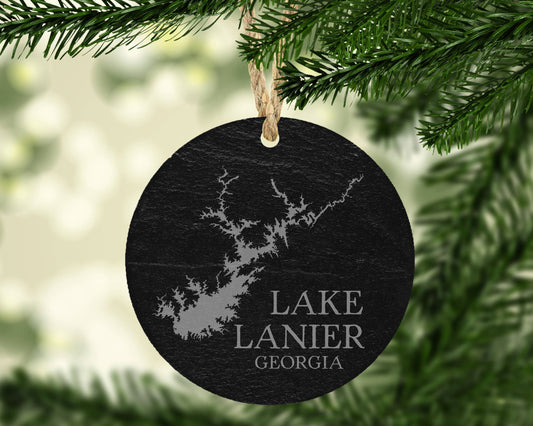 The Lillie Pad - Custom Lake Map Slate Christmas Ornament - Lake Gift