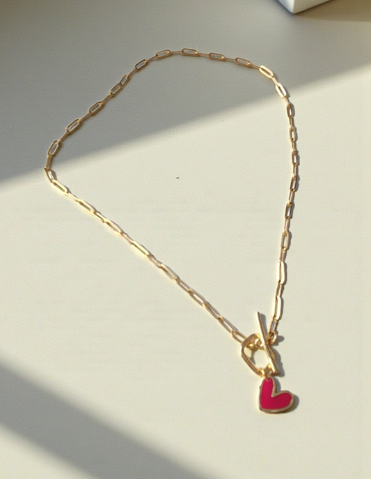 Twig & Rue boutique - Paperclip chain necklace with heart charm