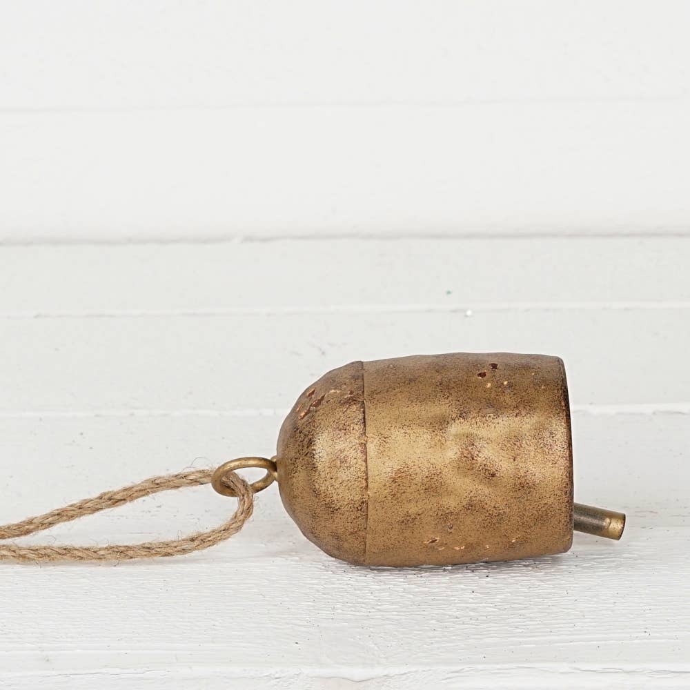 Impressive Enterprises, Inc. - M32500-Vintage Gold oval shape cow bell w. loop (6inL)
