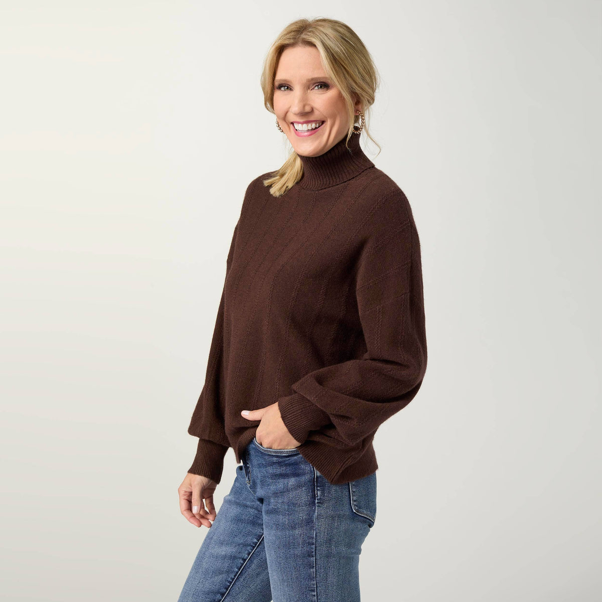COCO + CARMEN - Heavenly-Luxe Textured Knit Turtleneck Sweater-Fall