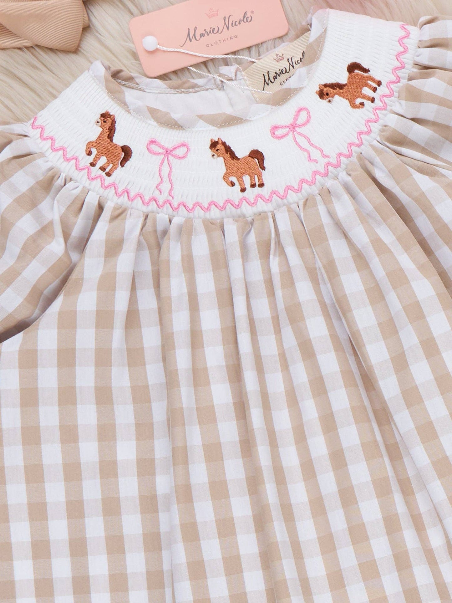 Marie Nicole Clothing - Little Pony Meadow Smocked Dress