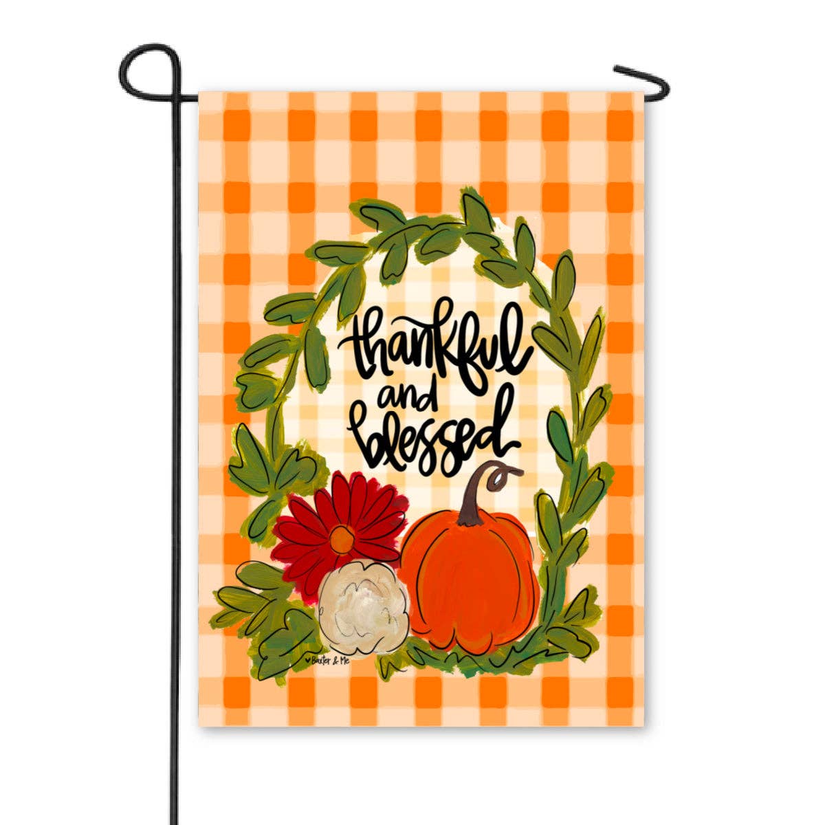 Baxter & Me - Thankful & Blessed Pumpkin Wreath Garden Flag
