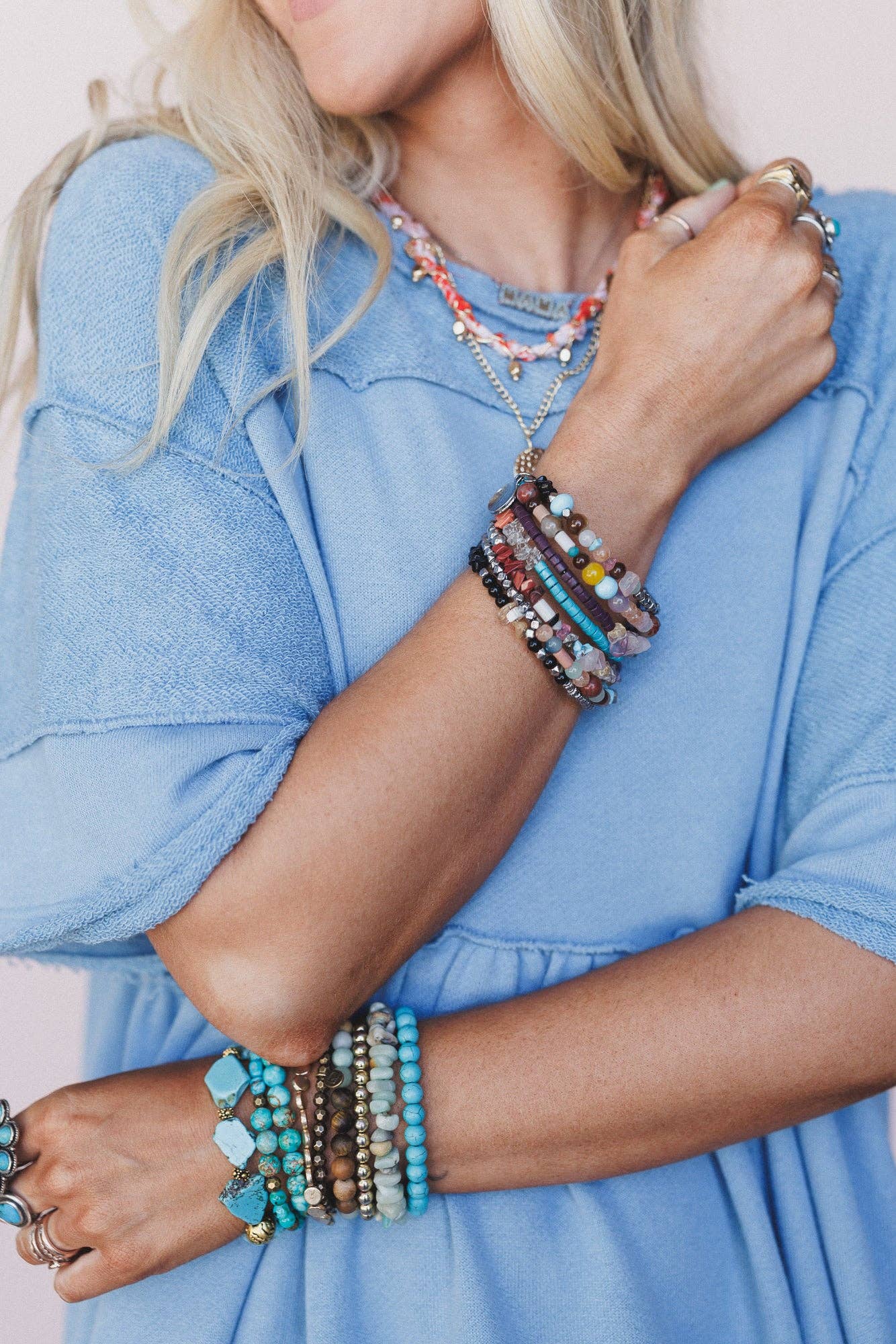 Three Bird Nest - Velvet Sky Bracelet Set - Blue Multi