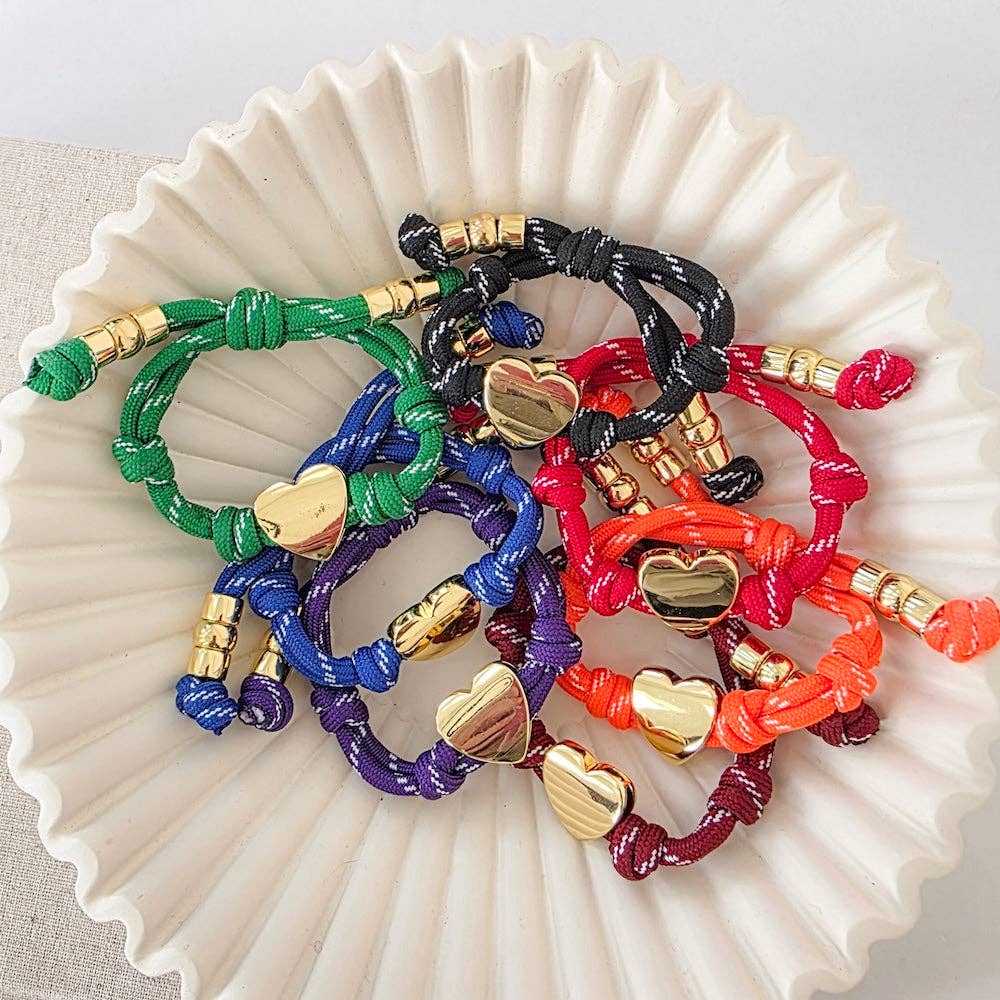 Pretty Simple - Knotty Cord Heart Bracelet - WATERPROOF