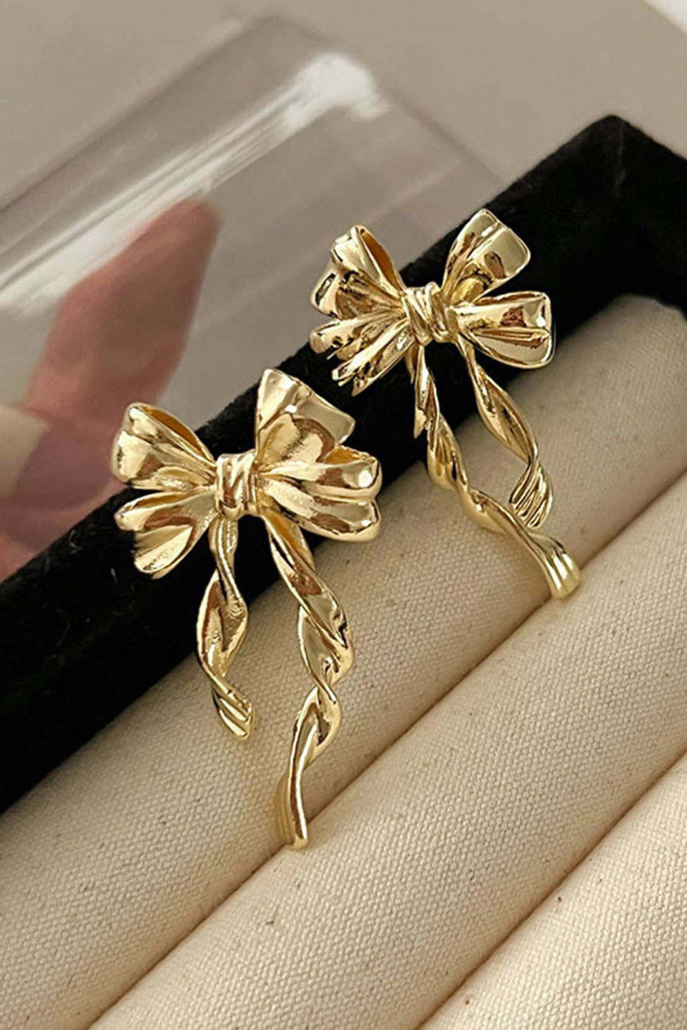 Lovesoft - Gold Bow Knot Plated Alloy Stud Earrings