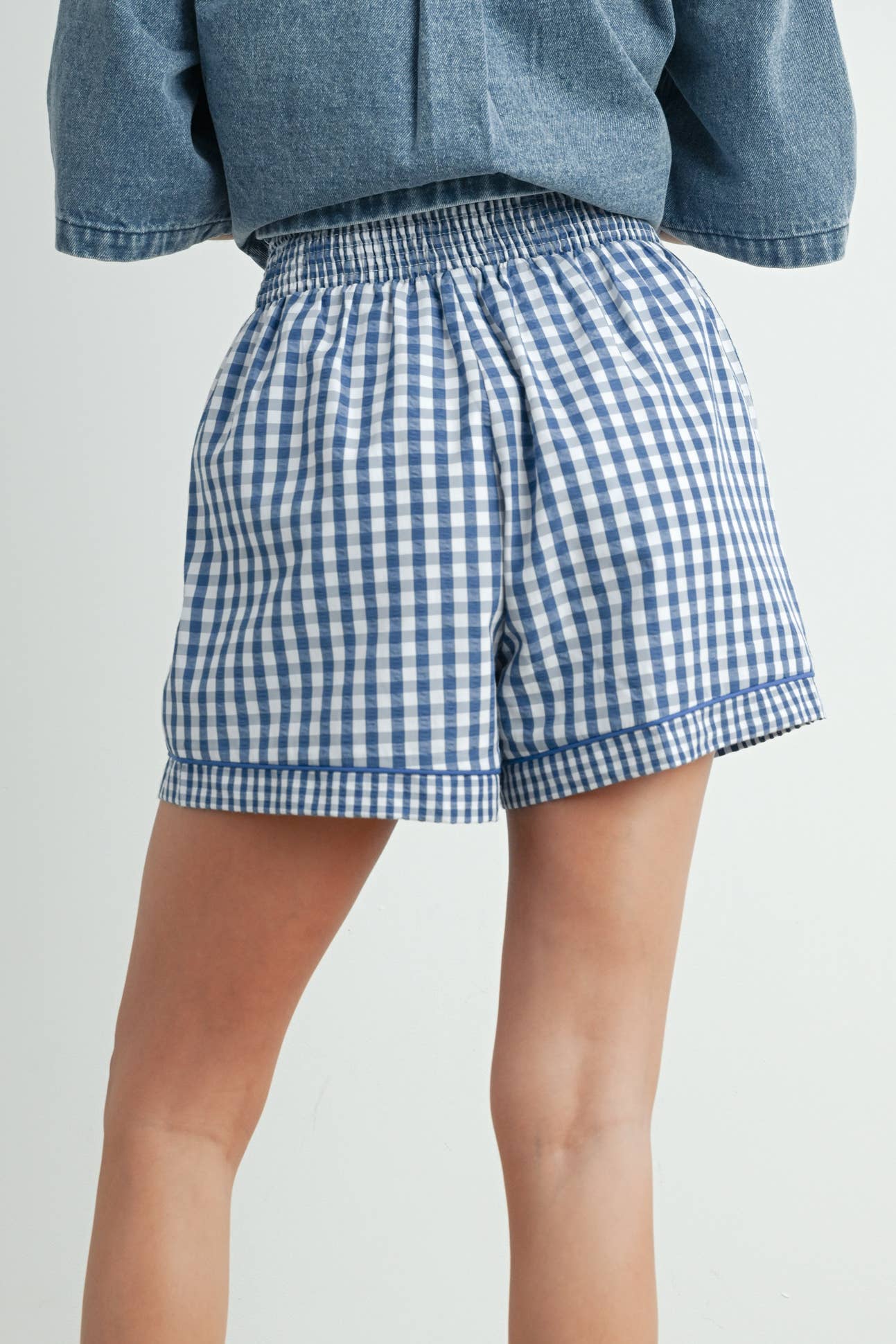 BUTTERMELON - Garterized Gingham Shorts - BMP7658