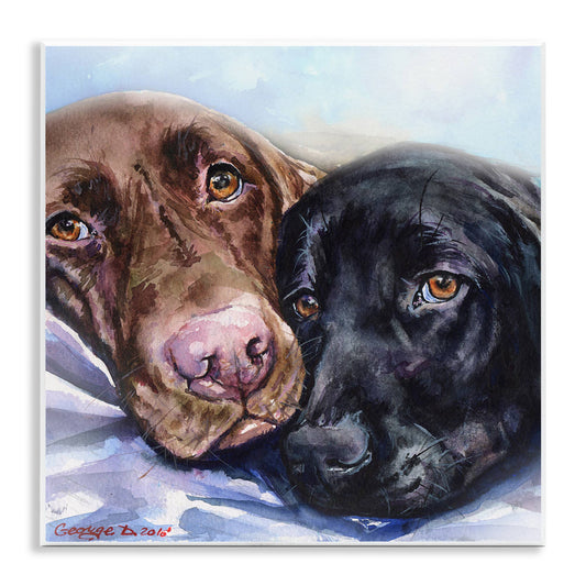 Stupell Industries - Labradors Dog Pet Animal Watercolor Painting Wall Plaque