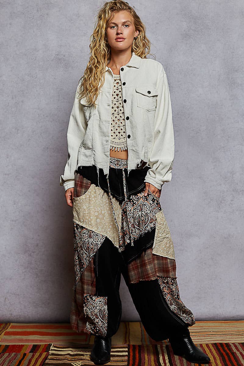 Pol Clothing - Pocket Front Button Down Corduroy Trucker Jacket SALE