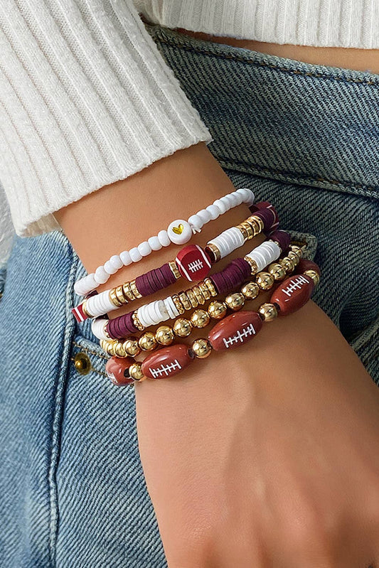 Aapparella -  Football Beading Elastic 5pcs Bracelet Set