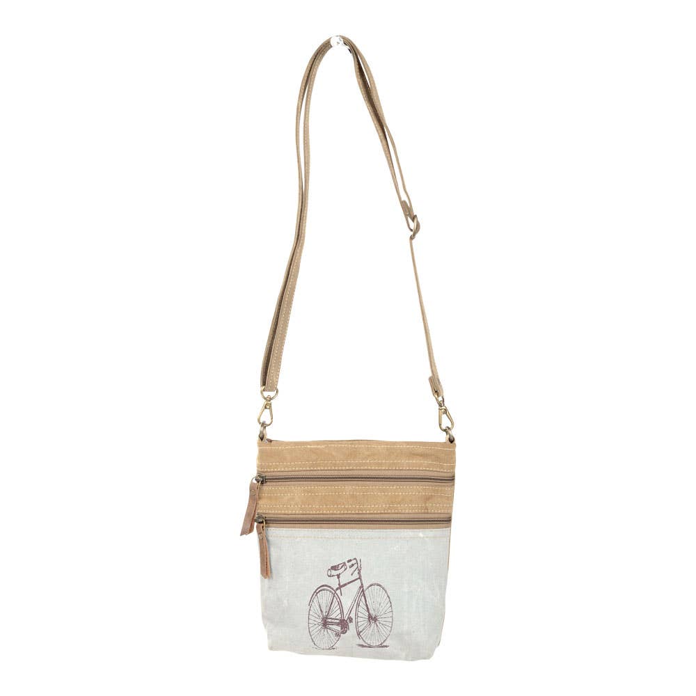 Clea Ray Canvas Bags & Clothing - Double Zipper Two Tone Bike Shoulder Bag
