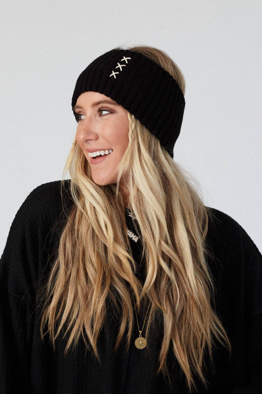 Three Bird Nest - Sadia Embroidered Head Wrap - Black