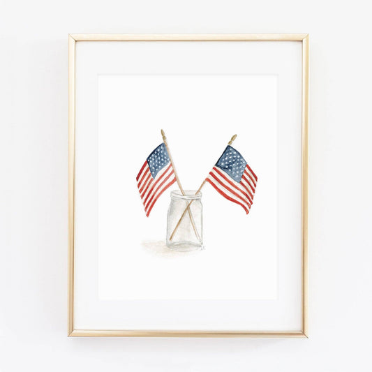 emily lex studio - Flags in mason jar watercolor wall art print
