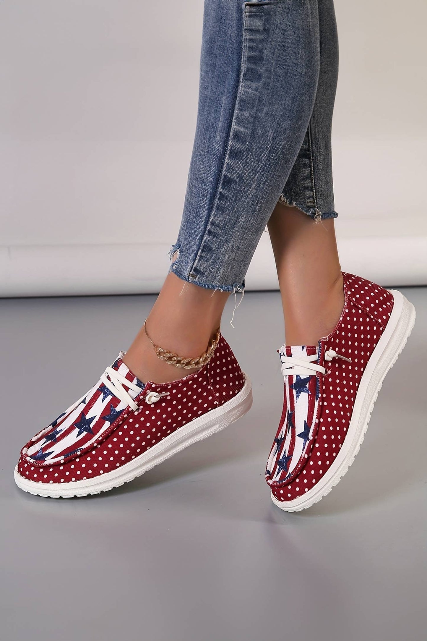 Little Daisy Closet - LDC Polka Dot Stars and Stripes Independent Day Casual Shoes