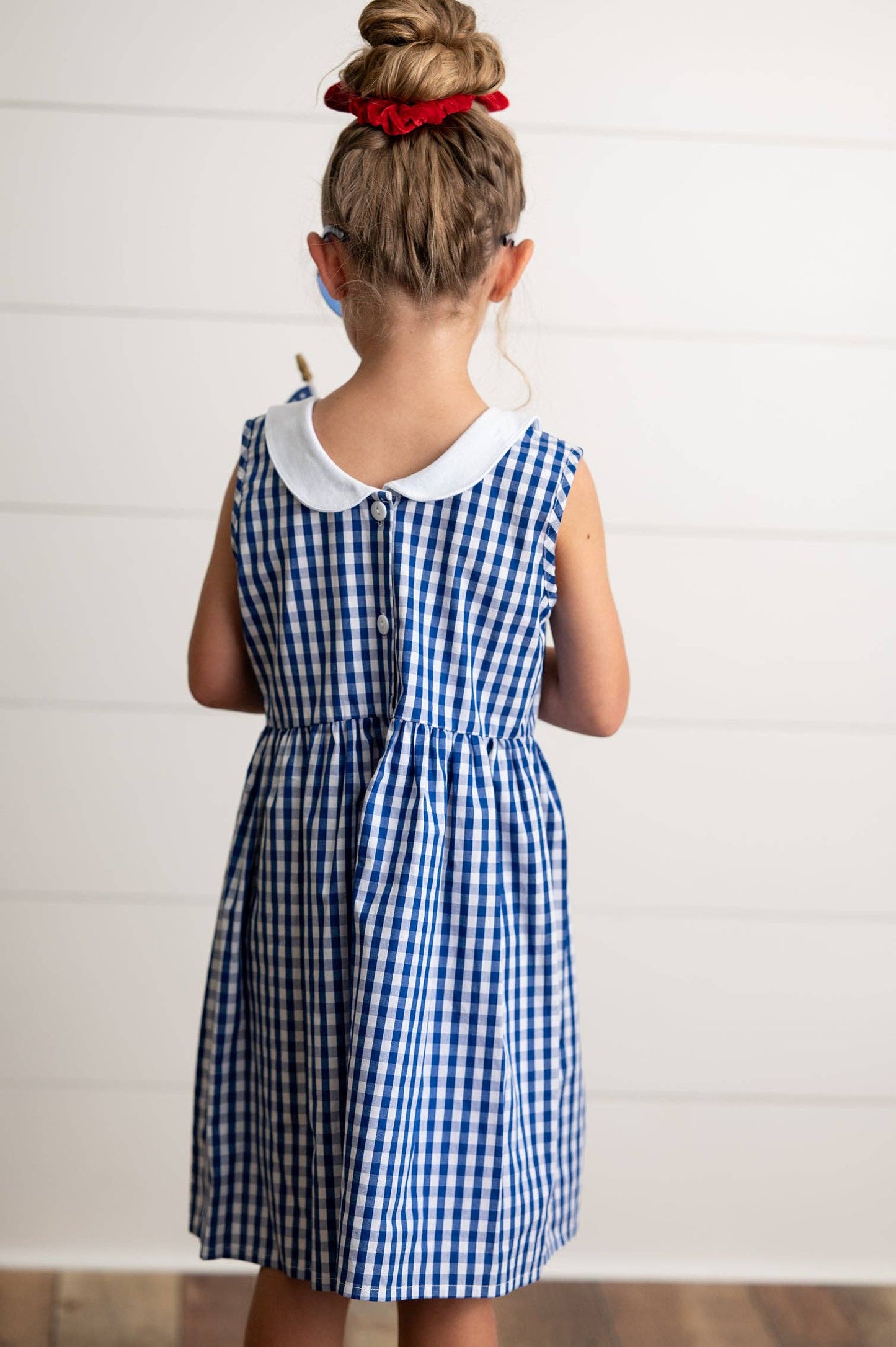 Wren & James - Kids Navy Check Gingham Peter Pan Collar Spring Summer Dress