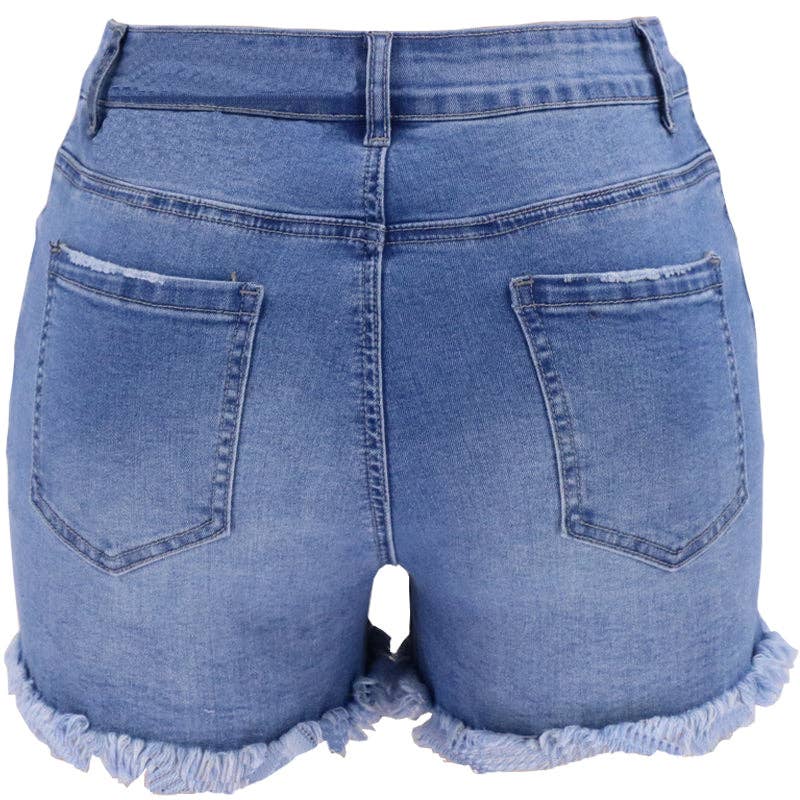 Lovesoft - High-Waisted Ripped Stretch Denim Shorts for Summer