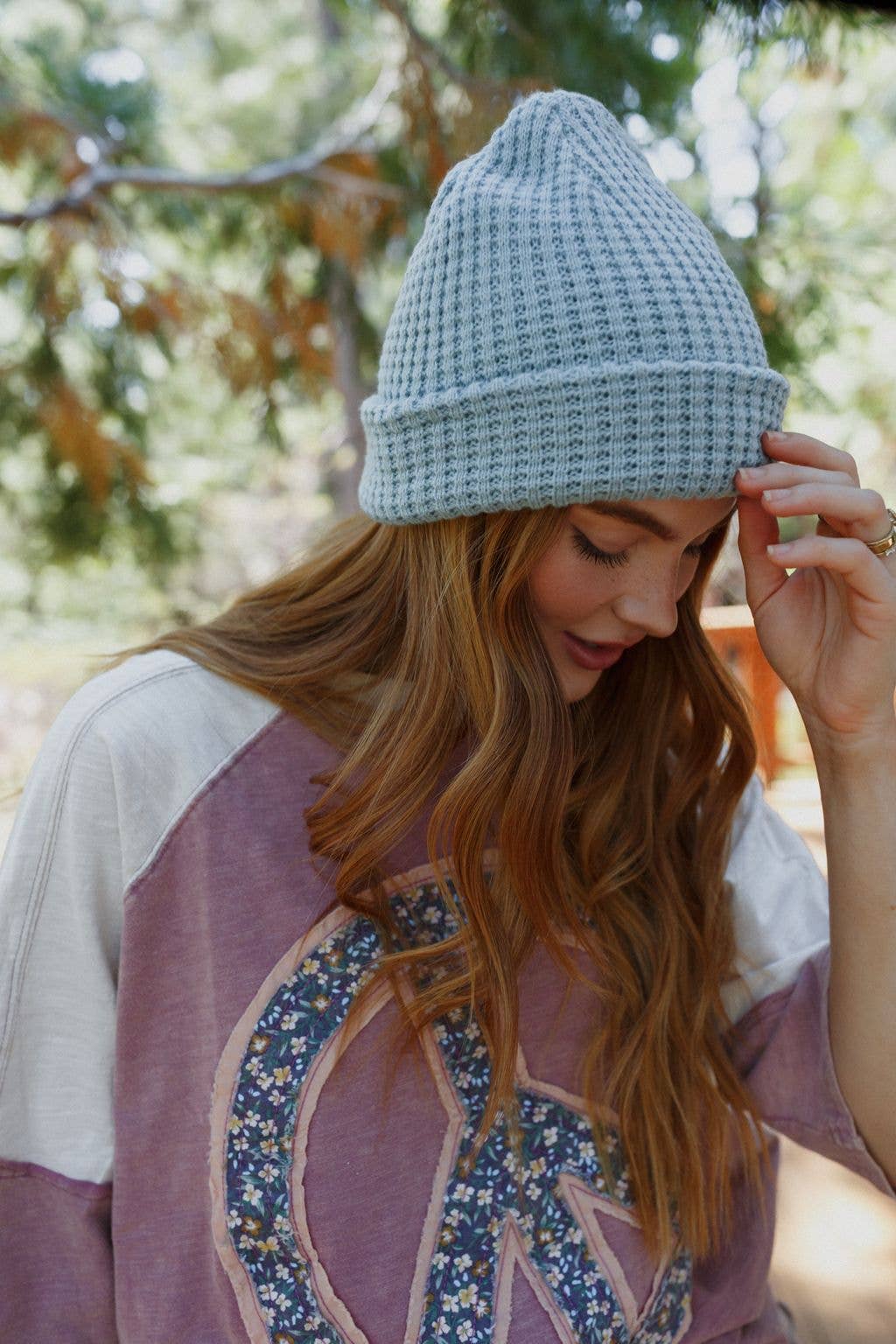 Three Bird Nest - Maybelle Waffle Beanie - Blue