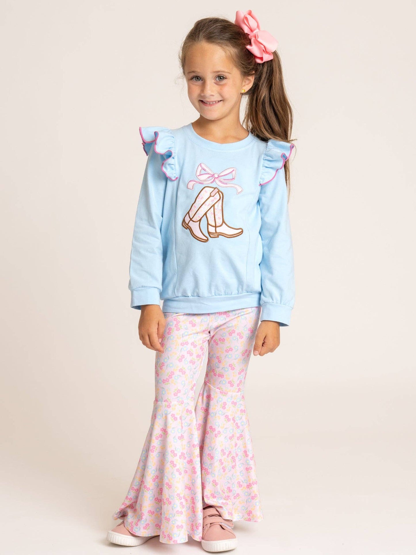 Marie Nicole Clothing - Boots & Bows Floral Bell-Bottom Outfit