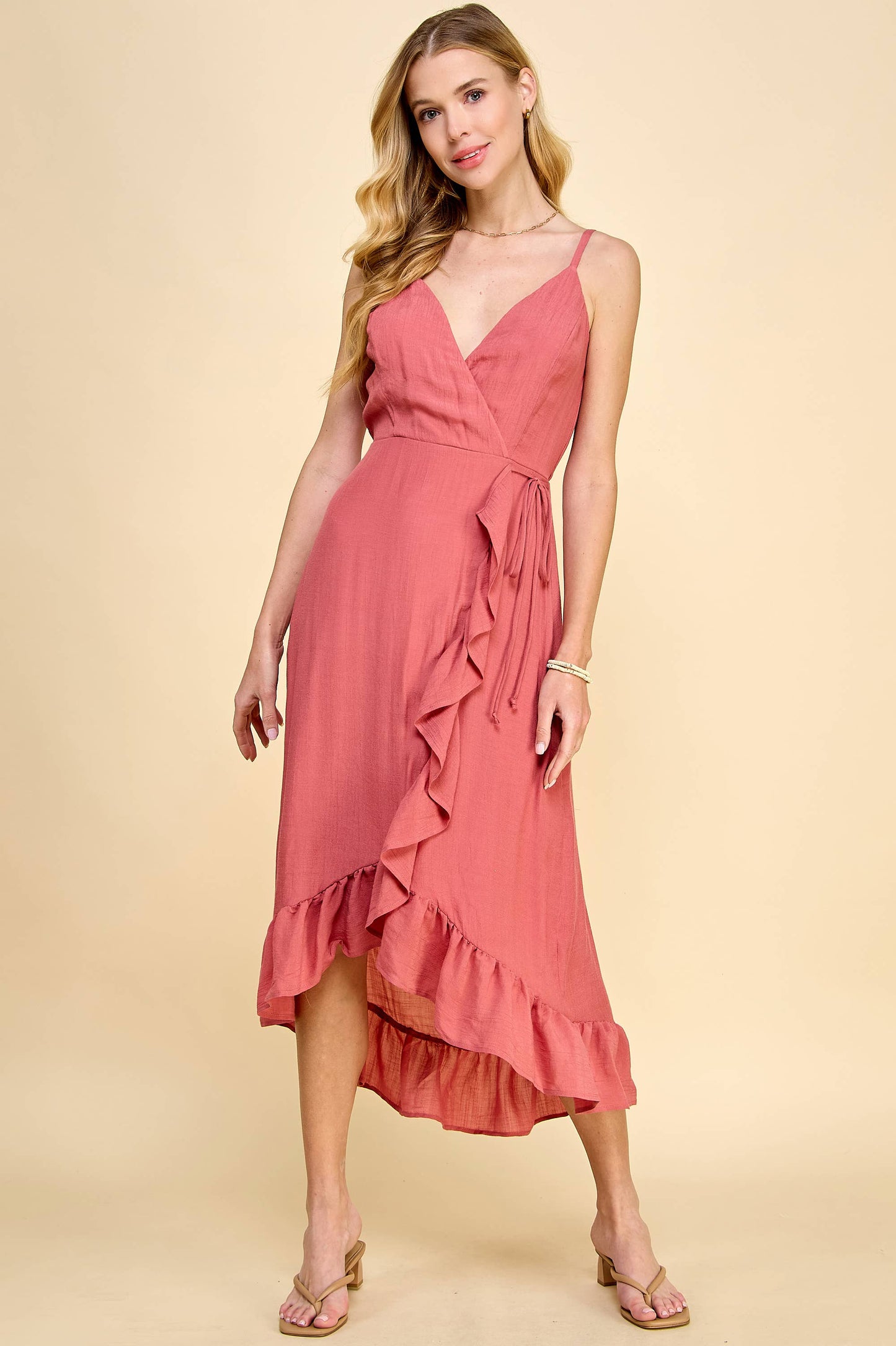 Winslow Collection - HI-LOW PAPAYA GAUZE WRAP DRESS