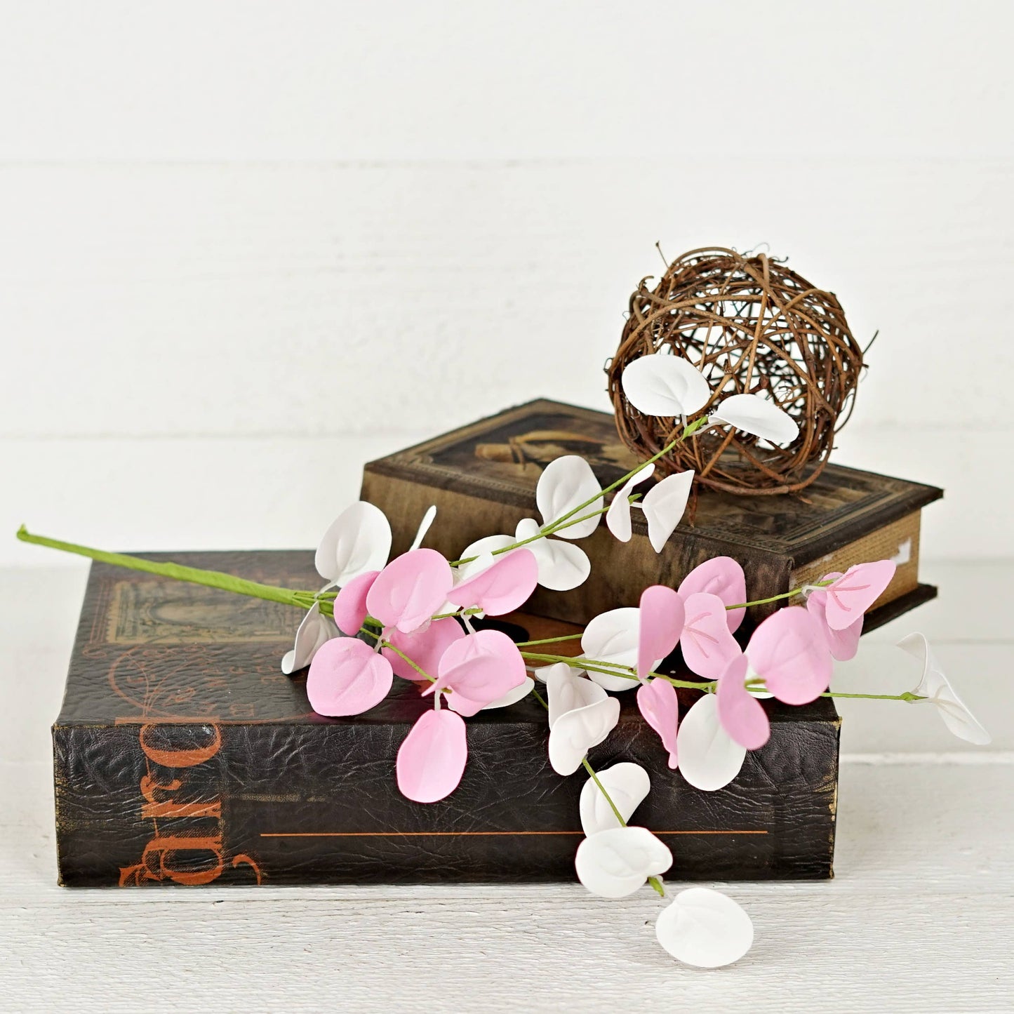 Holiday Depot Inc. - 35545- 16in Bush-Pink White Silver Dollars with Twigs