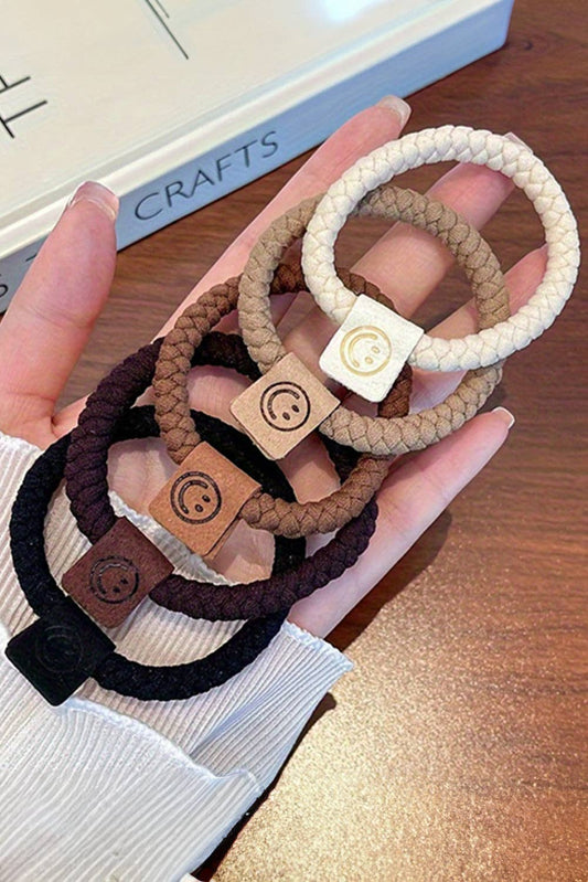 Lovesoft - Chestnut 5pcs Smile Face Decor Braided Hair Ties