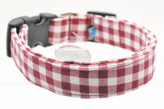 Dog Collar World - Maroon Gingham Collar