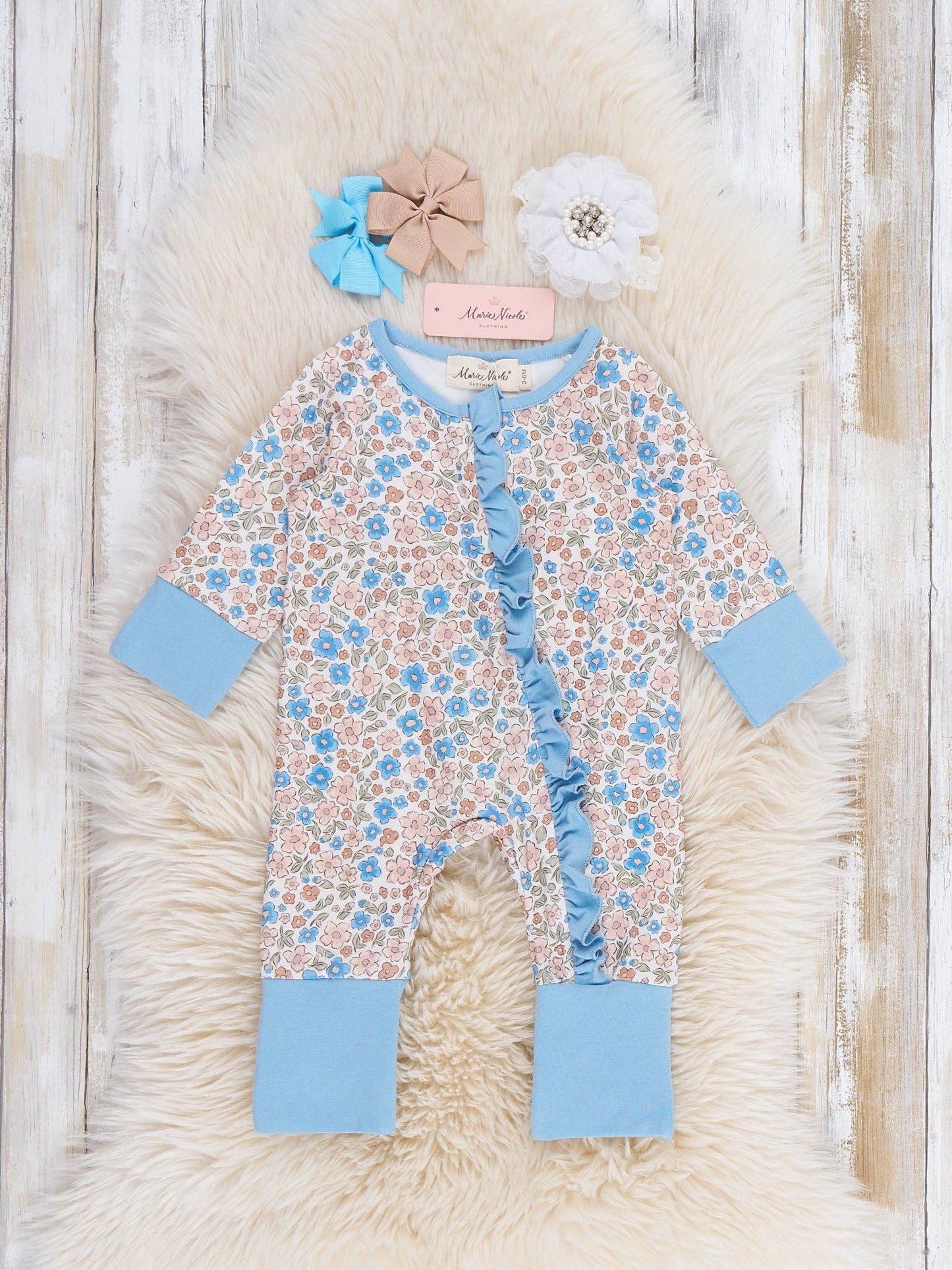 Marie Nicole Clothing - Blossom Floral Ruffle Romper