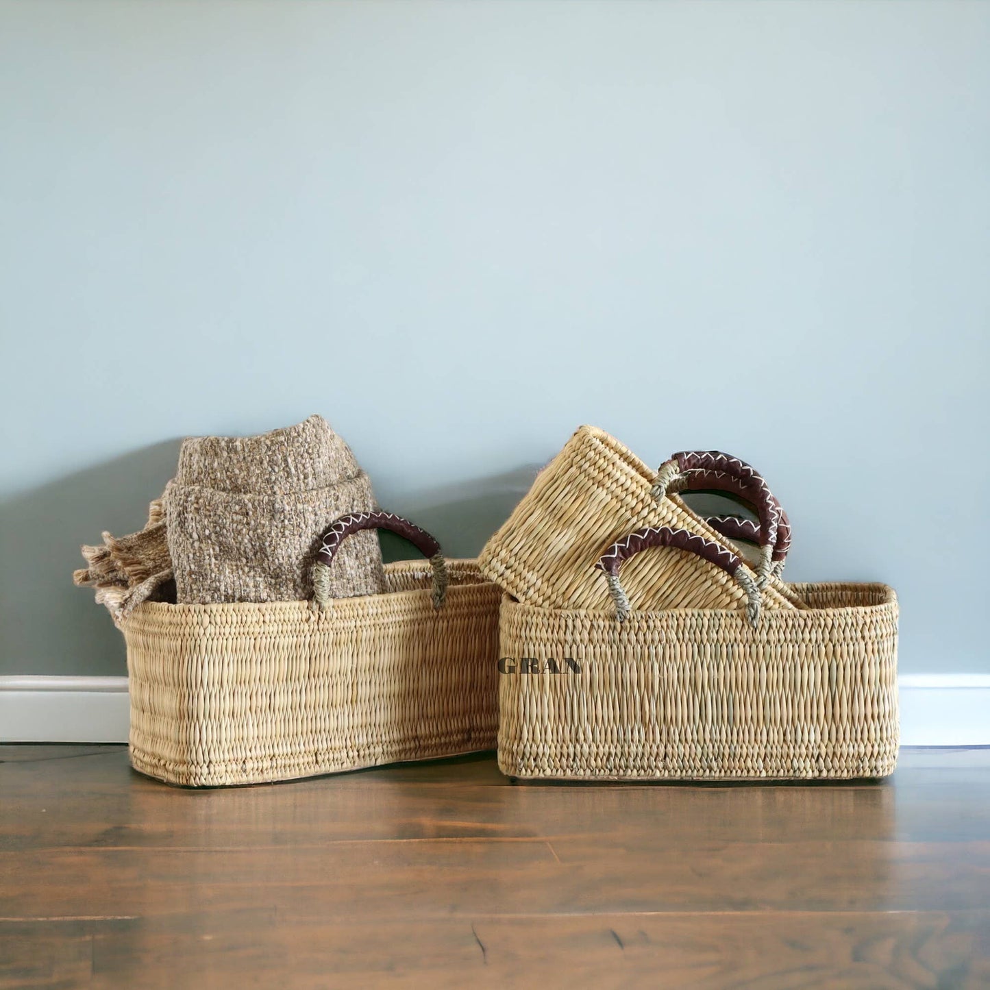 Gran Wholesale - Market Reed Storage & Leather Baskets Shopping Bag