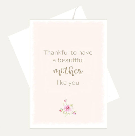 Bellflower Girl - Thankful to Have a Mother Like You - Watercolor Rose Card