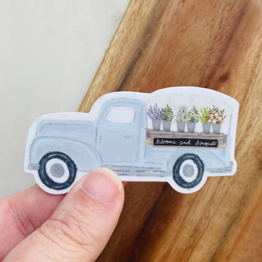 Makerie Day - Vintage Blue Flower Truck Sticker