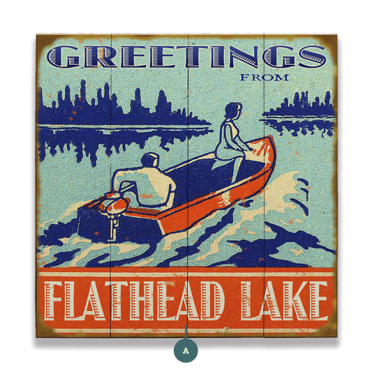 Old Wood Signs - Greetings from the Lake - Wood & Metal Wall Art