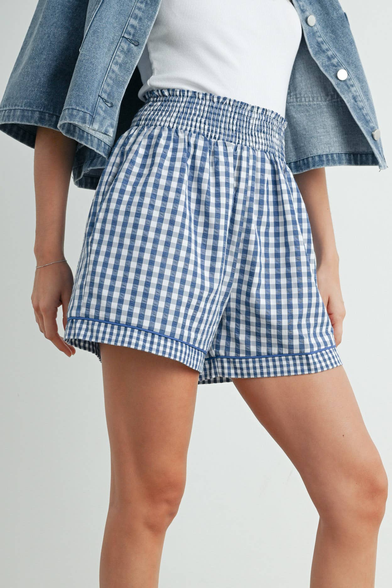 BUTTERMELON - Garterized Gingham Shorts - BMP7658