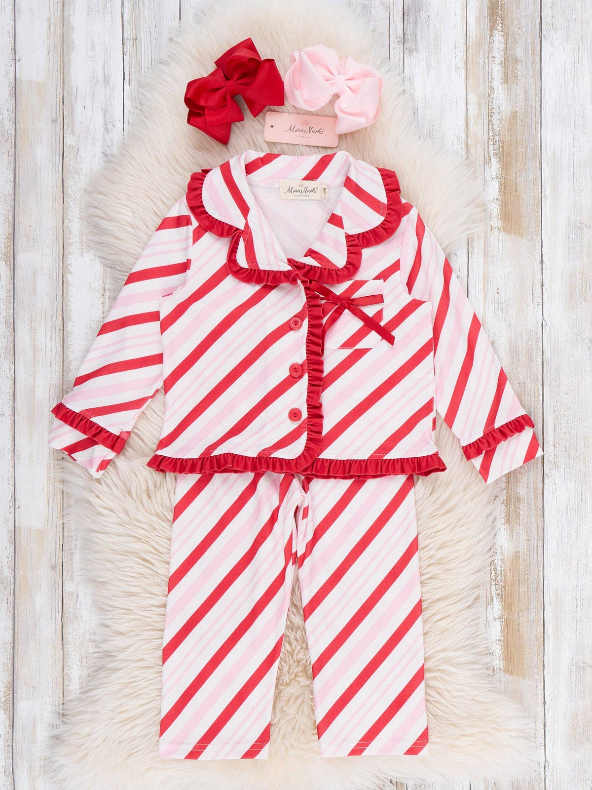 Marie Nicole Clothing - Peppermint Stripe Pajamas