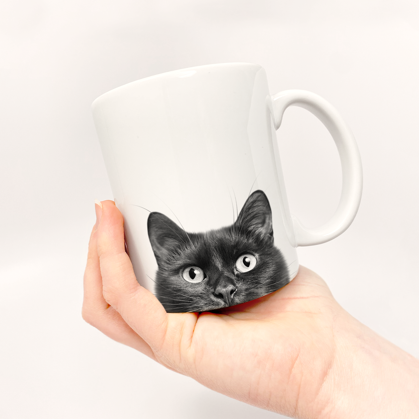 Perkie Prints - Peeking Cat 3 (Black) Mug