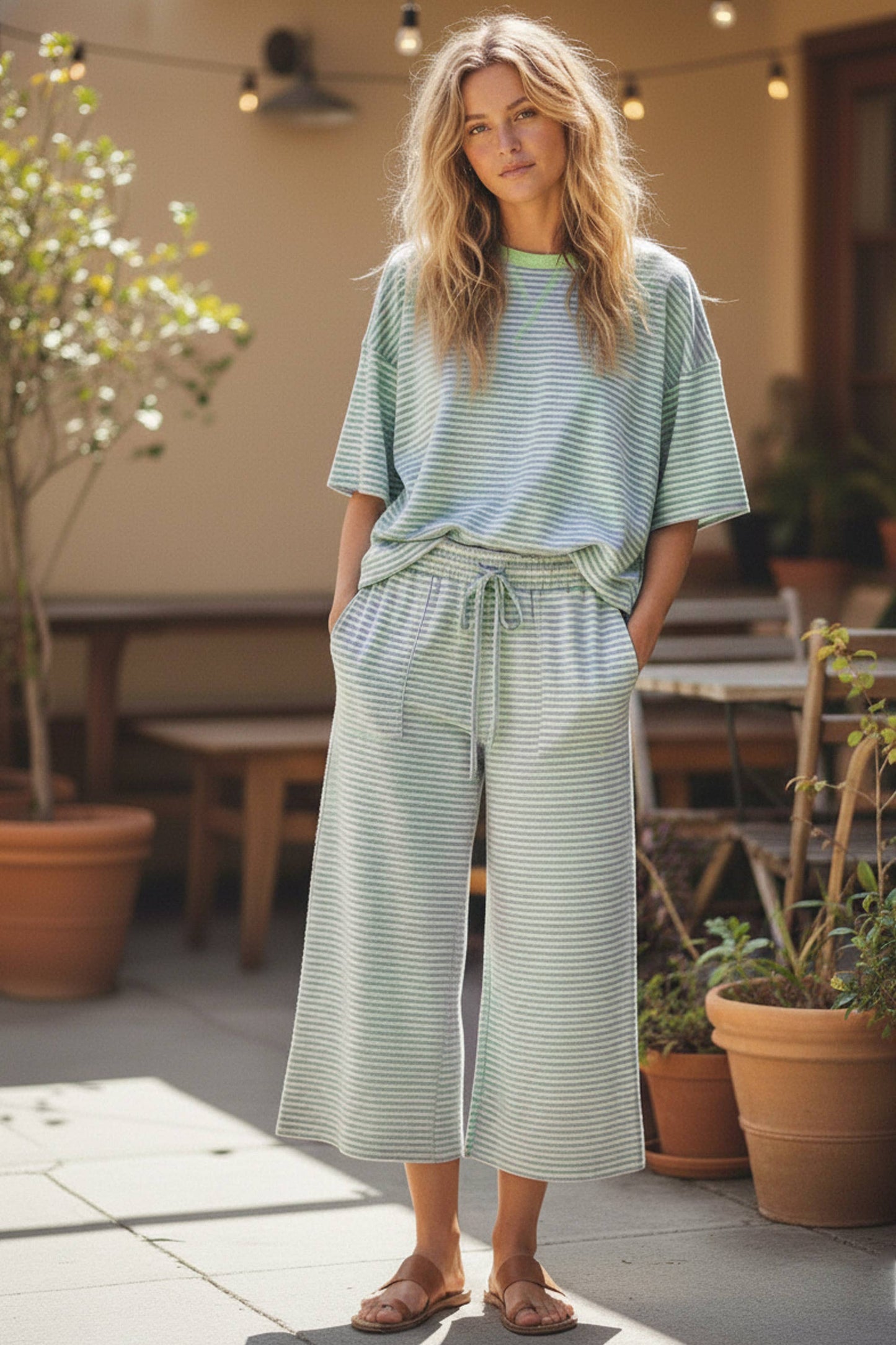 Sewn and Seen - Striped Knit Top and Pants Set