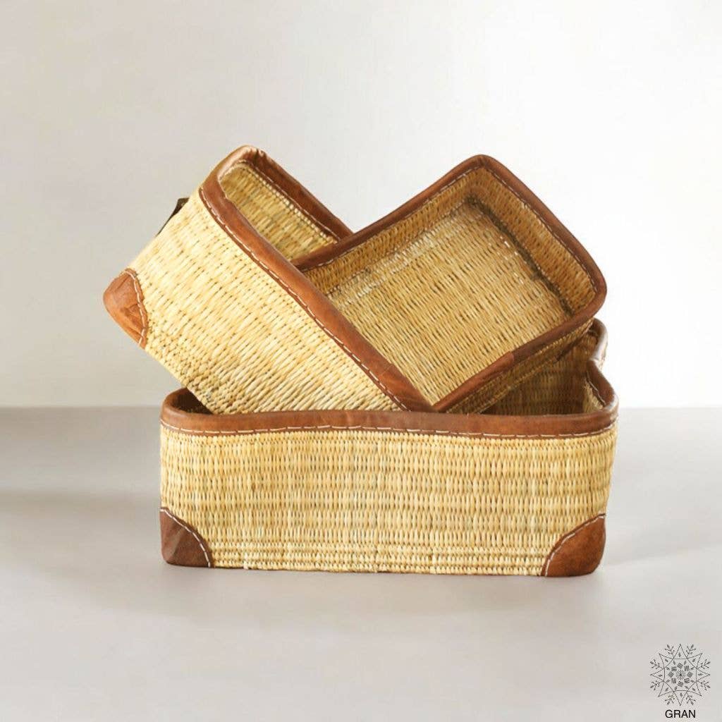 Gran Wholesale - Handwoven Water Reed Storage Baskets - Set of Three
