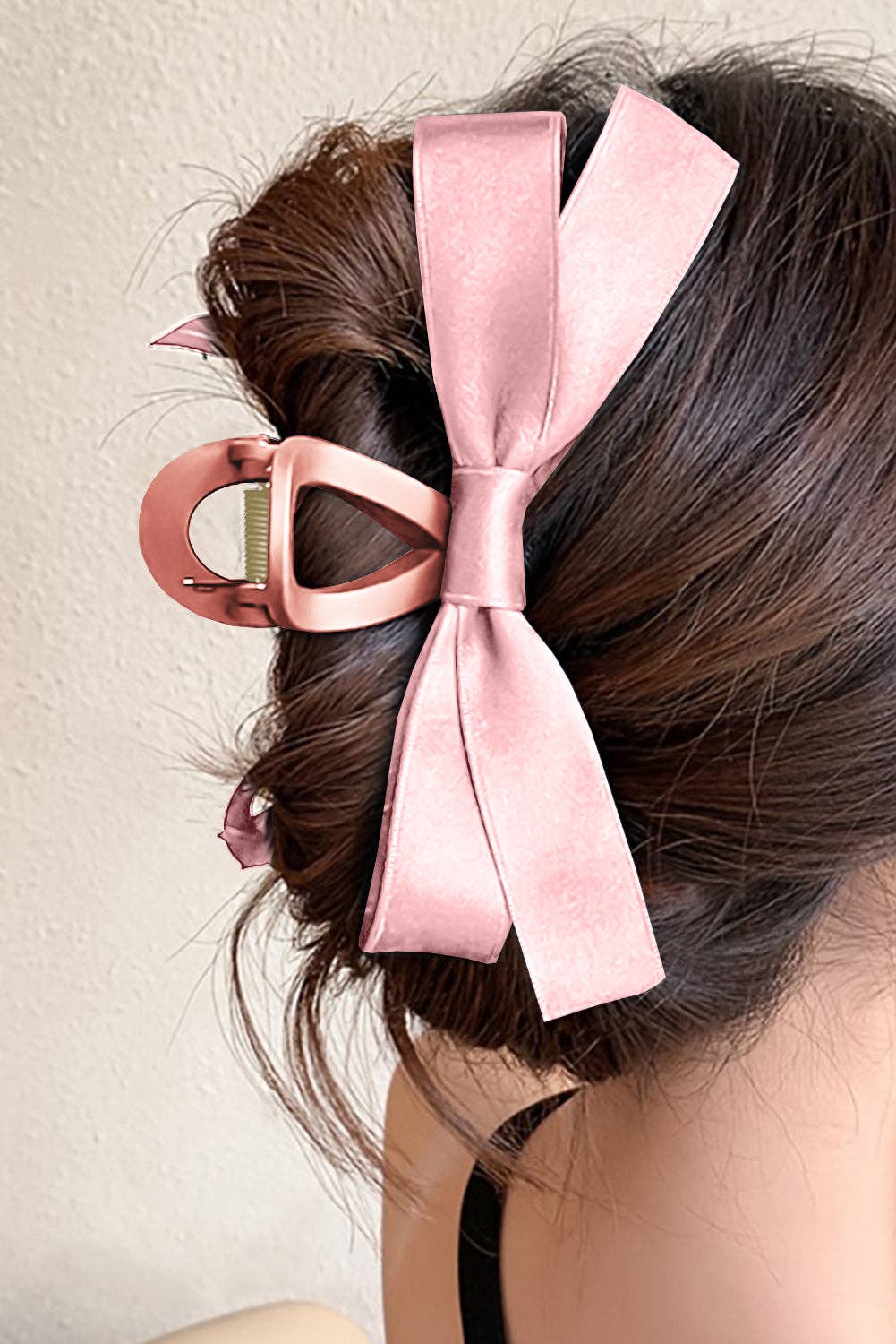 Lovesoft - Solid Color Bow Decor Large Hair Claw Clip