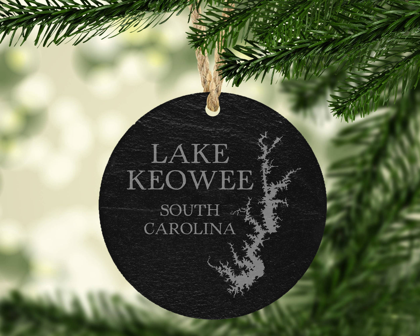 The Lillie Pad - Custom Lake Map Slate Christmas Ornament - Lake Gift