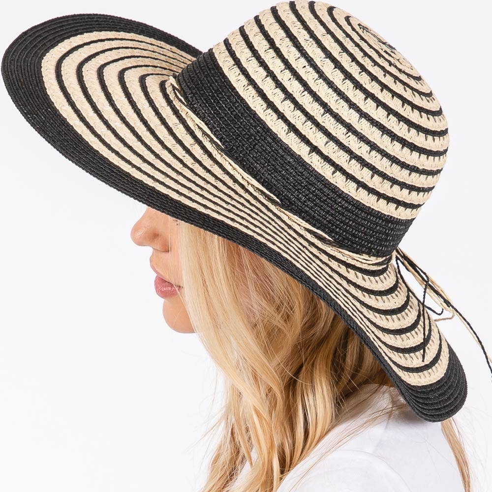 Sensibling Corp. - Striped Pattern Wide Brim Floppy Sun Hat