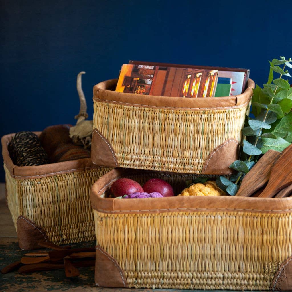 Gran Wholesale - Handwoven Water Reed Storage Baskets - Set of Three