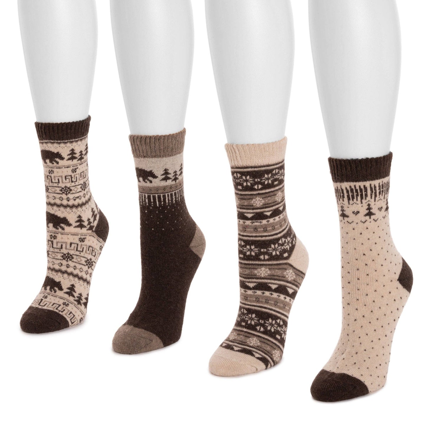 Muk Luks - MUK LUKS Women's 4 Pair Pack Patterned Crew Boot Socks
