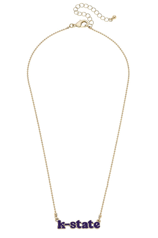 Canvas Style - Kansas State Wildcats Slogan Necklace in Purple/Shiny Gold