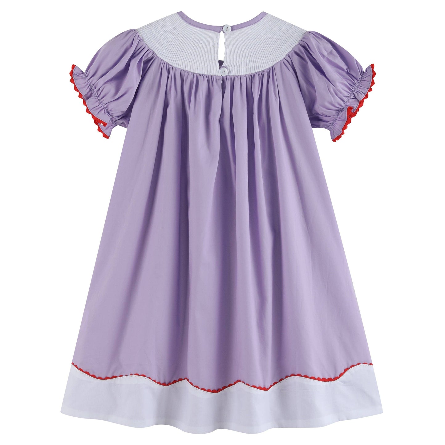 Lil Cactus - Purple Gingham Crayon Smocked Bishop Dress
