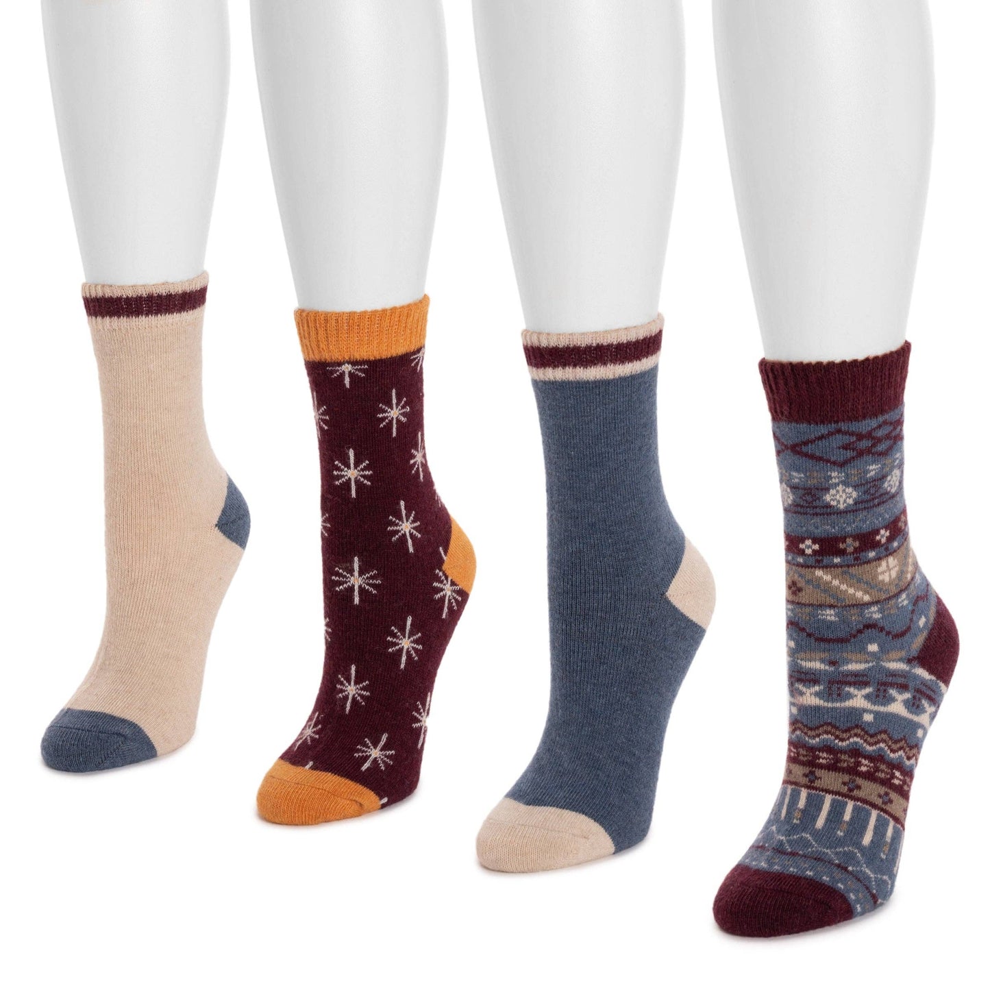 Muk Luks - MUK LUKS Women's 4 Pair Pack Patterned Crew Boot Socks