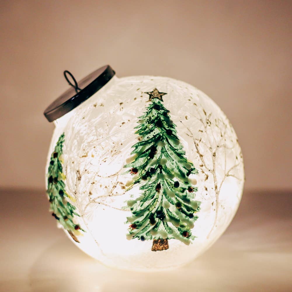 A Cheerful Giver - Christmas Trees Ornament Crackle Glass LED Holiday Lights