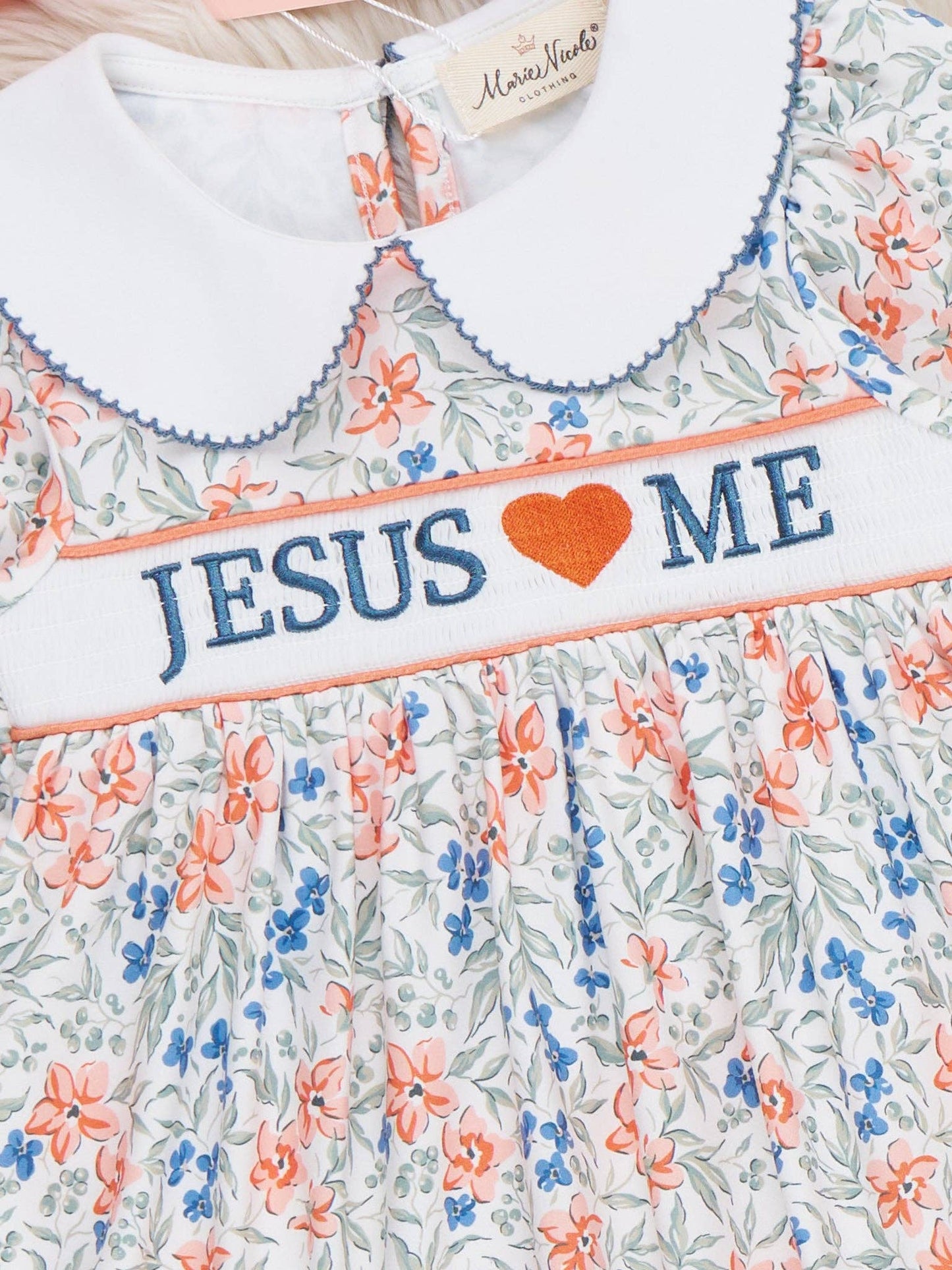 Marie Nicole Clothing - Graceful Floral "Jesus Loves Me" Dress