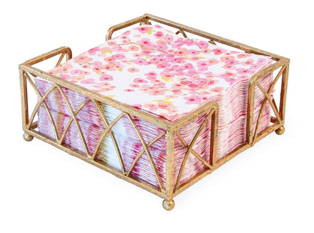 Boston International - Paper Cocktail Napkin Metal Caddy Arch Gold Leaf