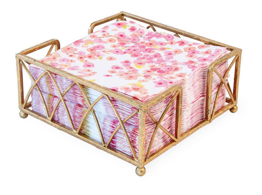 Boston International - Paper Cocktail Napkin Metal Caddy Arch Gold Leaf