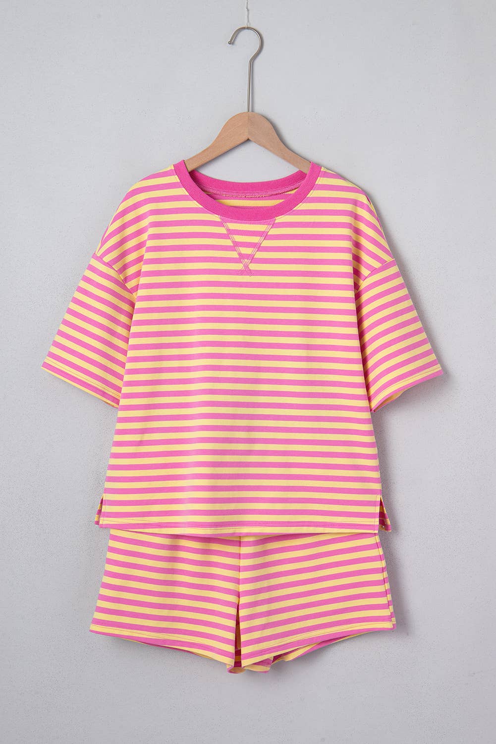 Little Daisy Closet -  LDC Stripe Drop Shoulder Boxy Casual Terry Short Set