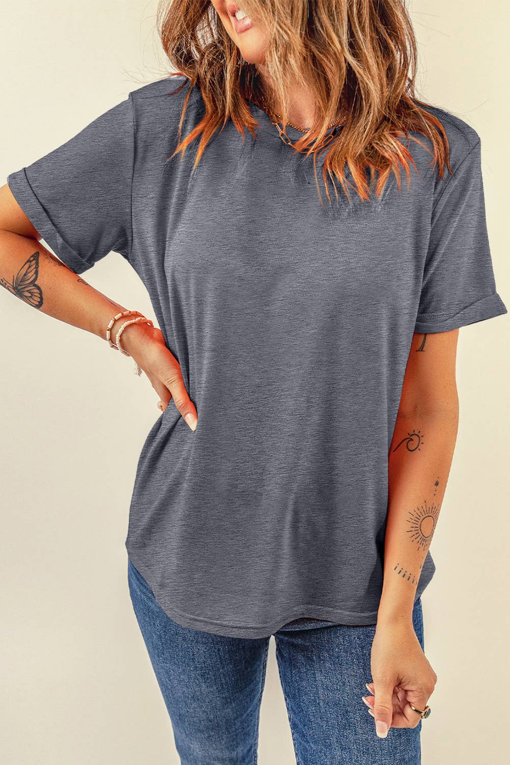 Little Daisy Closet - LDC Casual Plain Crew Neck Tee